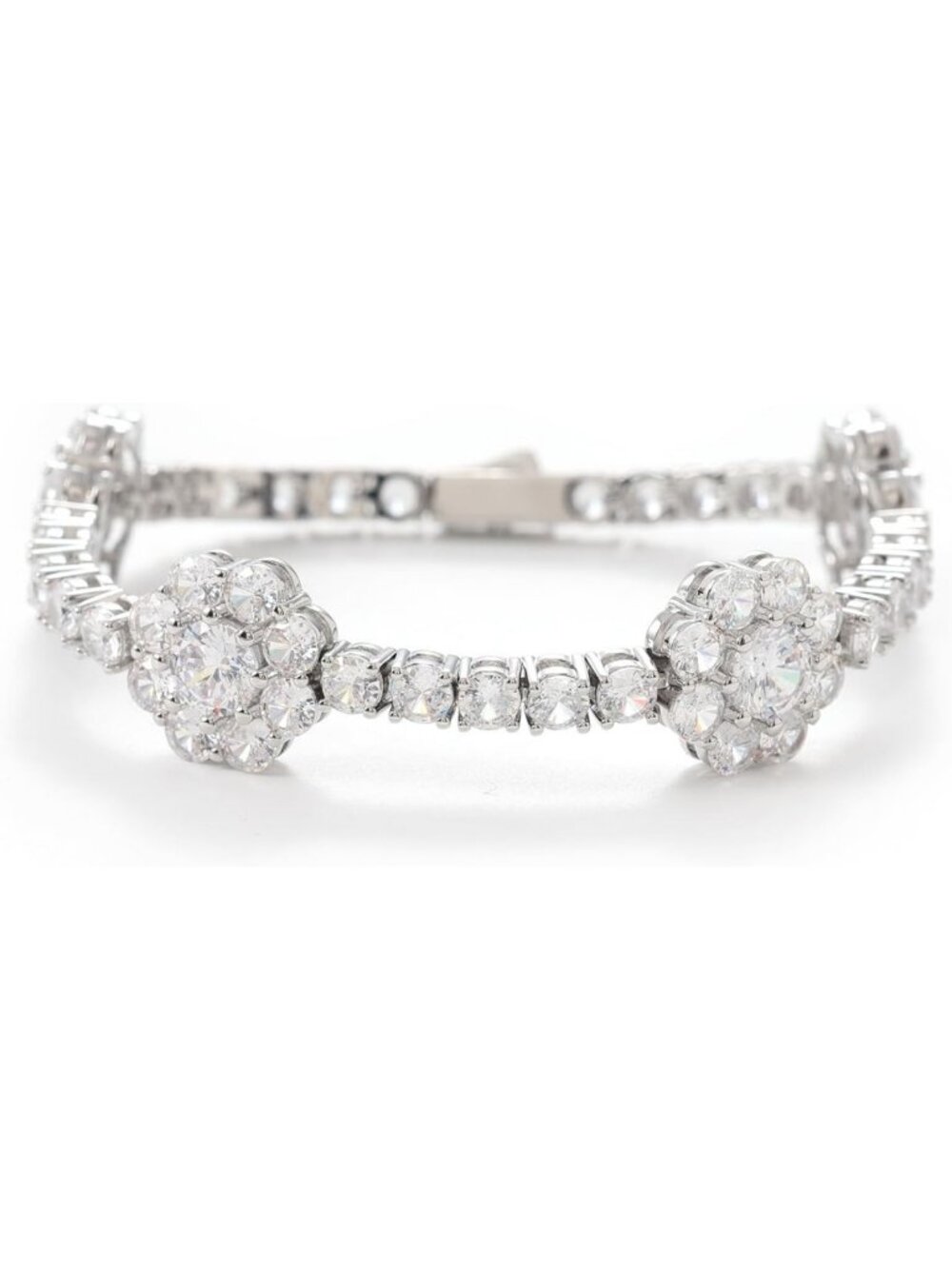 Sparkling 4mm Butterfly Flower Tennis Bracelet - Unisex White Gold Plated Luxury